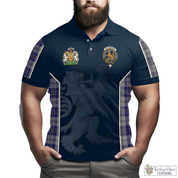 MacPherson Dress Blue Tartan Men's Polo Shirt with Family Crest and Lion Rampant Vibes Sport Style