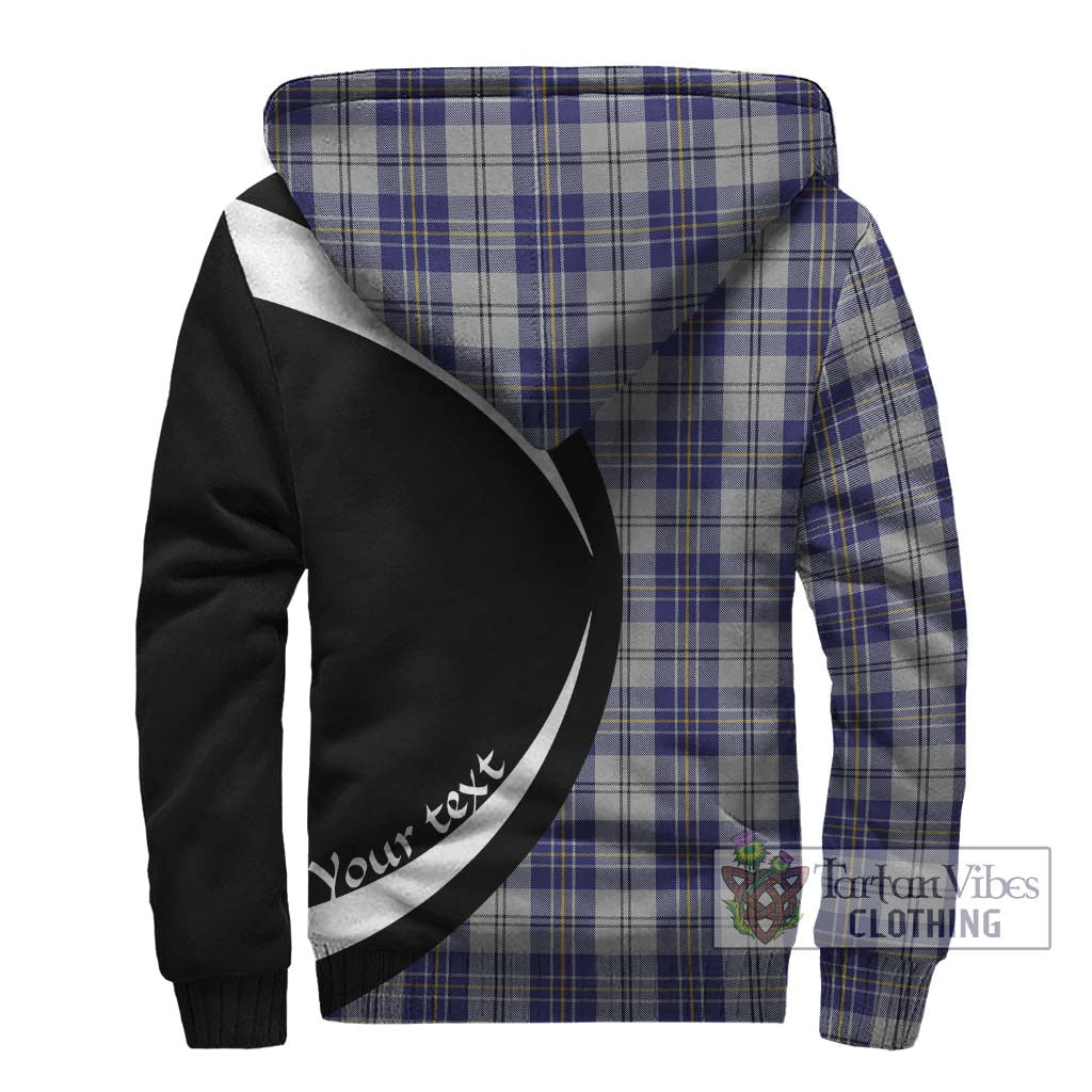 MacPherson Dress Blue Tartan Sherpa Hoodie with Family Crest Circle Style - Tartan Vibes Clothing