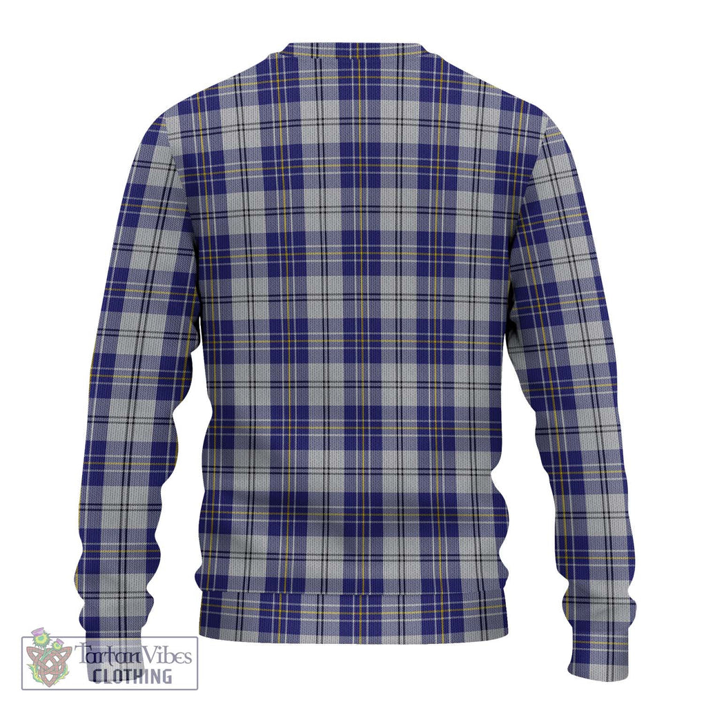 MacPherson Dress Blue Tartan Knitted Sweater with Family Crest DNA In Me Style - Tartanvibesclothing Shop