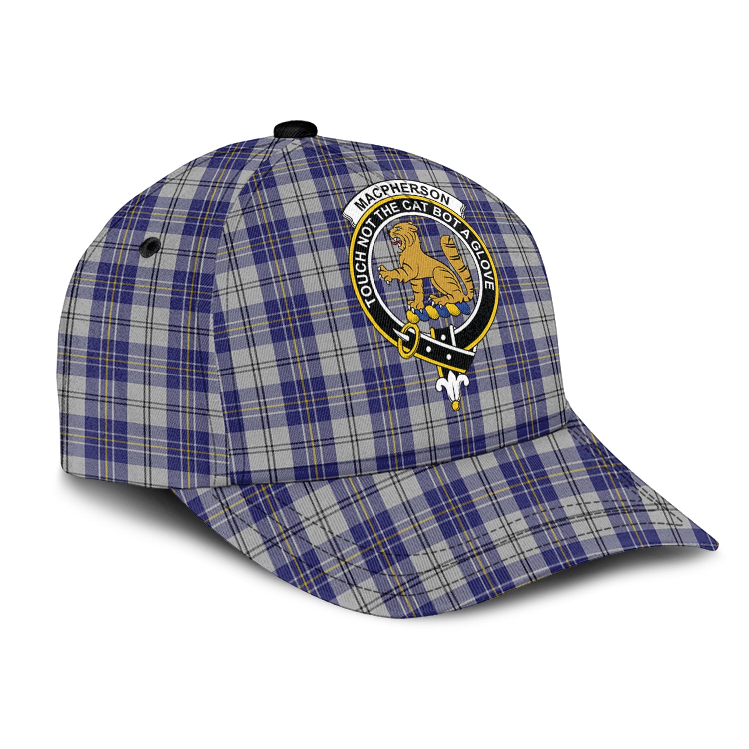 MacPherson Dress Blue Tartan Classic Cap with Family Crest - Tartan Vibes Clothing