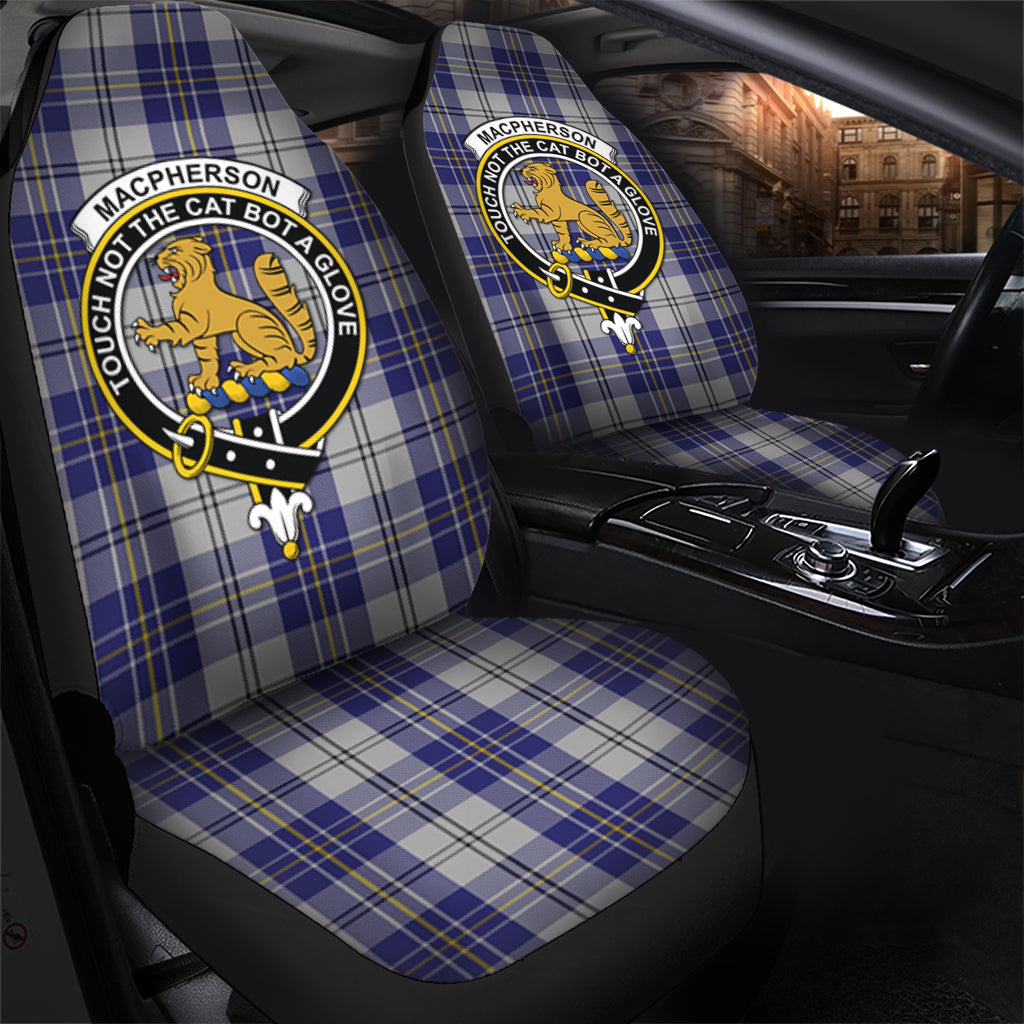 MacPherson Dress Blue Tartan Car Seat Cover with Family Crest - Tartanvibesclothing