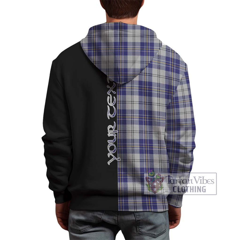 MacPherson Dress Blue Tartan Hoodie with Family Crest and Half Of Me Style - Tartanvibesclothing Shop