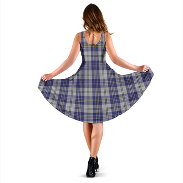 MacPherson Dress Blue Tartan Sleeveless Midi Womens Dress