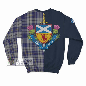 MacPherson Dress Blue Tartan Sweatshirt Alba with Scottish Lion Royal Arm Half Style