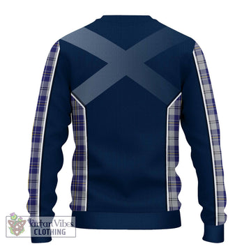 MacPherson Dress Blue Tartan Ugly Sweater with Family Crest and Lion Rampant Vibes Sport Style