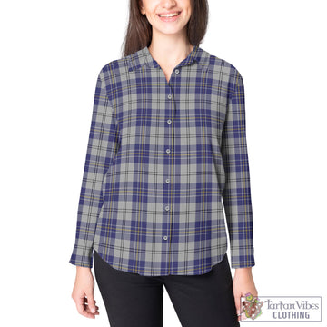 MacPherson Dress Blue Tartan Womens Casual Shirt