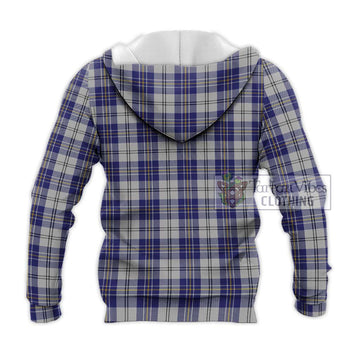 MacPherson Dress Blue Tartan Knitted Hoodie with Family Crest DNA In Me Style