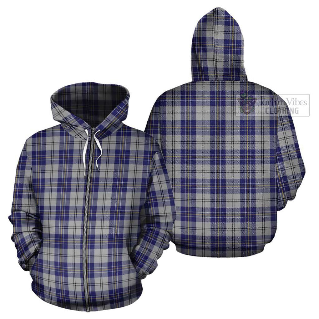 MacPherson Dress Blue Tartan Cotton Hoodie Zip Hoodie - Tartan Vibes Clothing