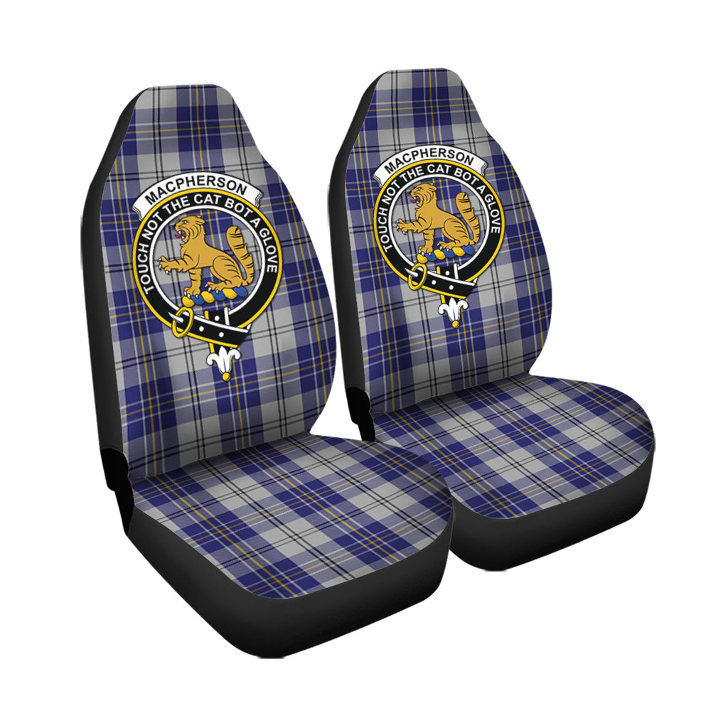 MacPherson Dress Blue Tartan Car Seat Cover with Family Crest - Tartanvibesclothing