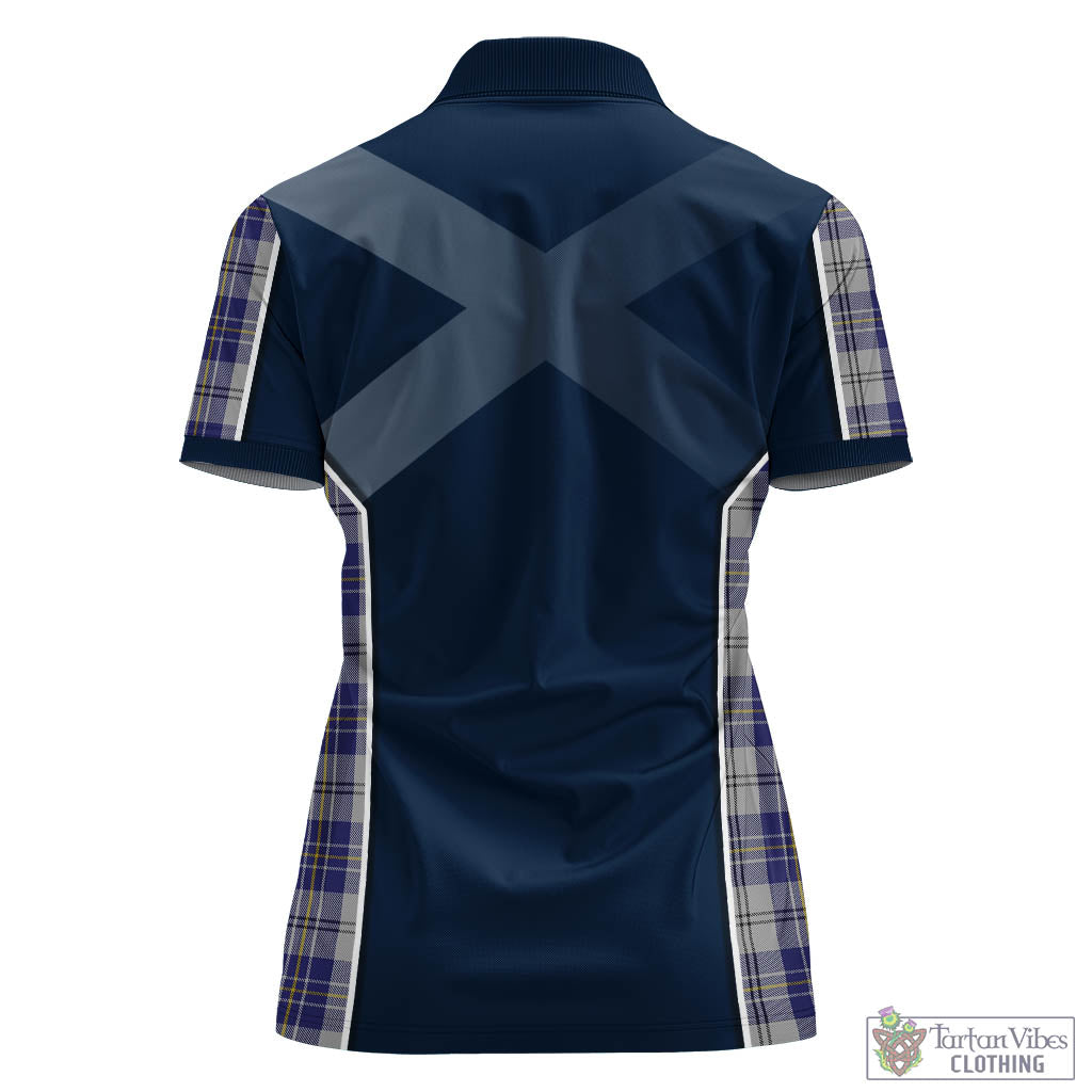 Tartan Vibes Clothing MacPherson Dress Blue Tartan Women's Polo Shirt with Family Crest and Scottish Thistle Vibes Sport Style