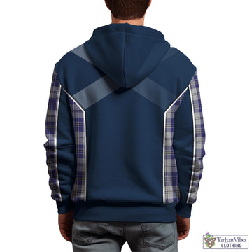 MacPherson Dress Blue Tartan Hoodie with Family Crest and Lion Rampant Vibes Sport Style