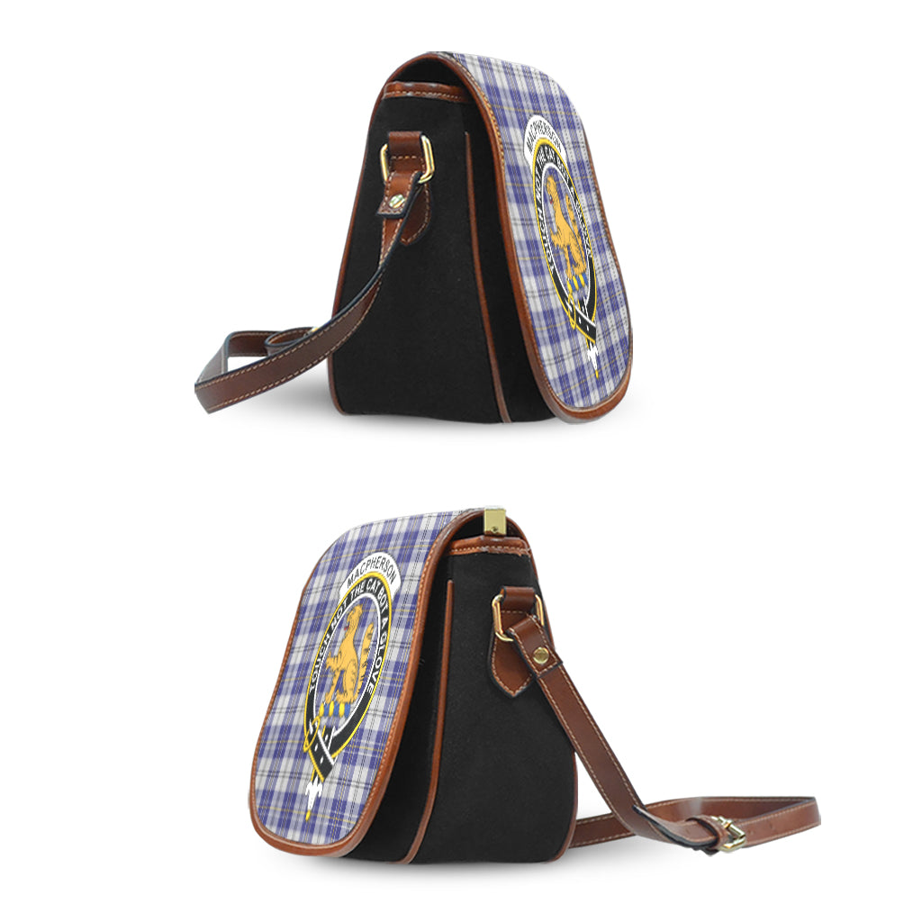 MacPherson Dress Blue Tartan Saddle Bag with Family Crest - Tartan Vibes Clothing