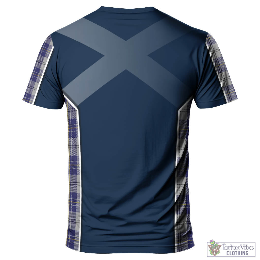Tartan Vibes Clothing MacPherson Dress Blue Tartan T-Shirt with Family Crest and Scottish Thistle Vibes Sport Style