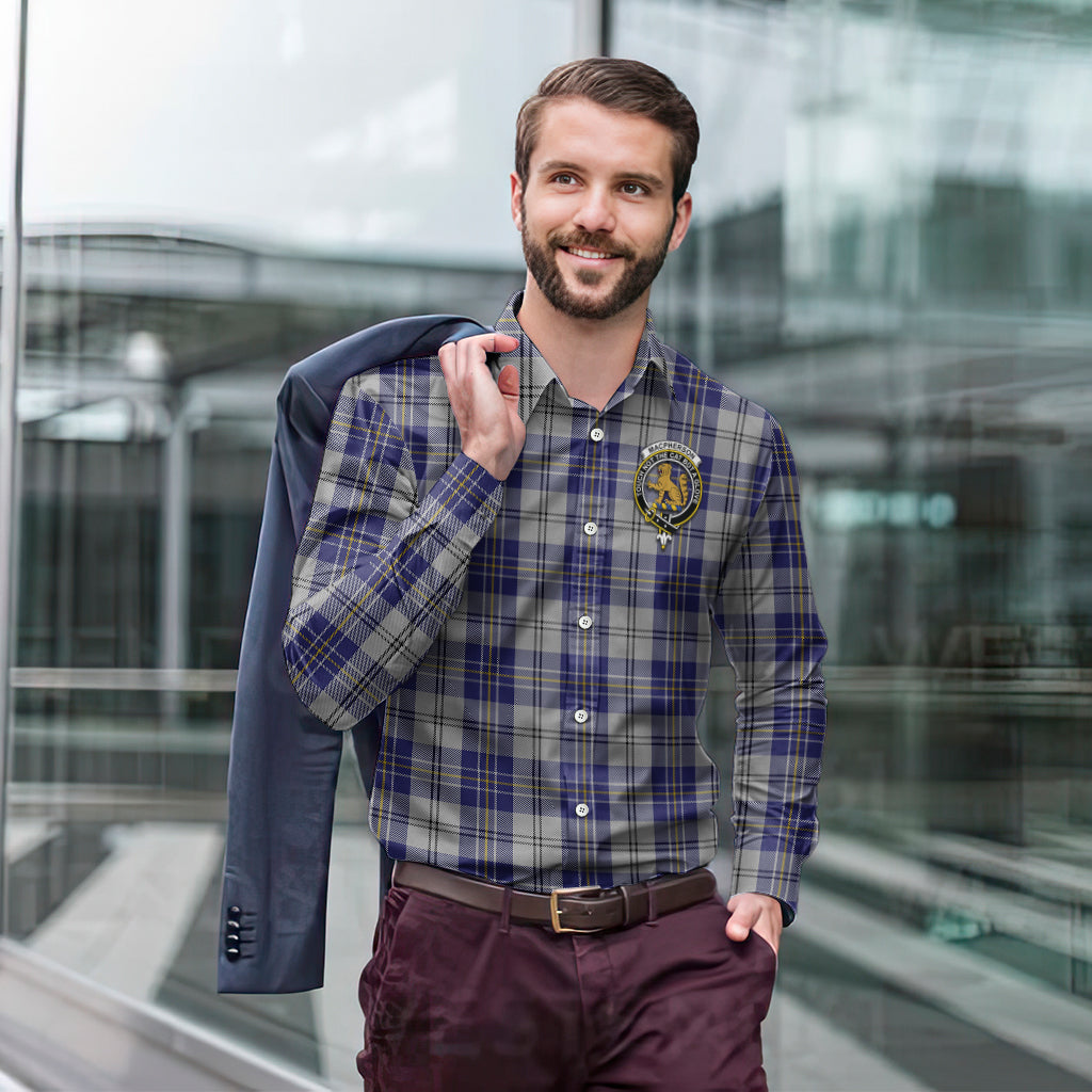 macpherson-dress-blue-tartan-long-sleeve-button-up-shirt-with-family-crest