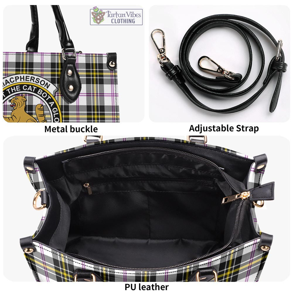 Tartan Vibes Clothing MacPherson Dress Modern Tartan Luxury Leather Handbags with Family Crest