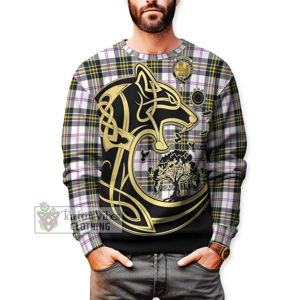 MacPherson Dress Modern Tartan Sweatshirt with Family Crest Celtic Wolf Style Unisex - Tartan Vibes Clothing