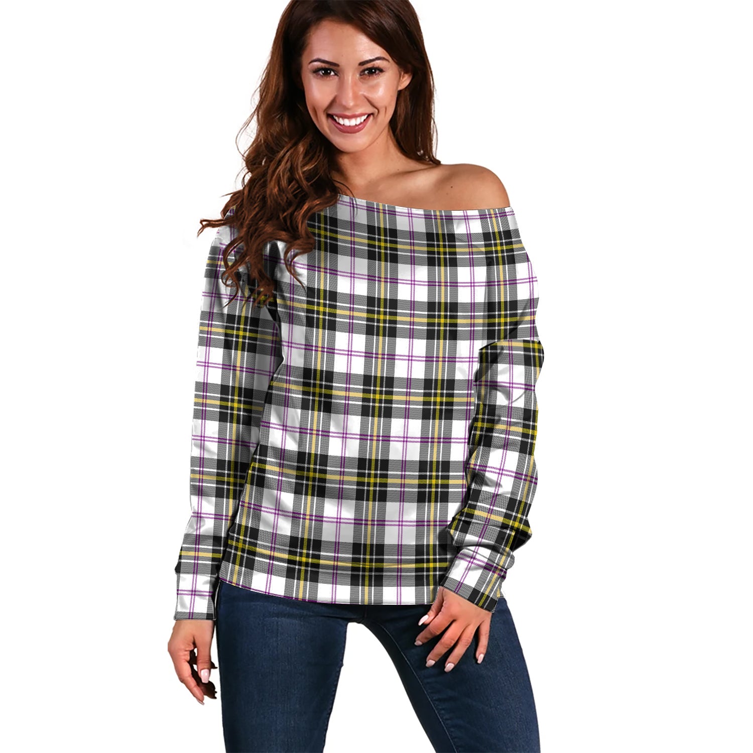 MacPherson Dress Modern Tartan Off Shoulder Women Sweater Women - Tartanvibesclothing