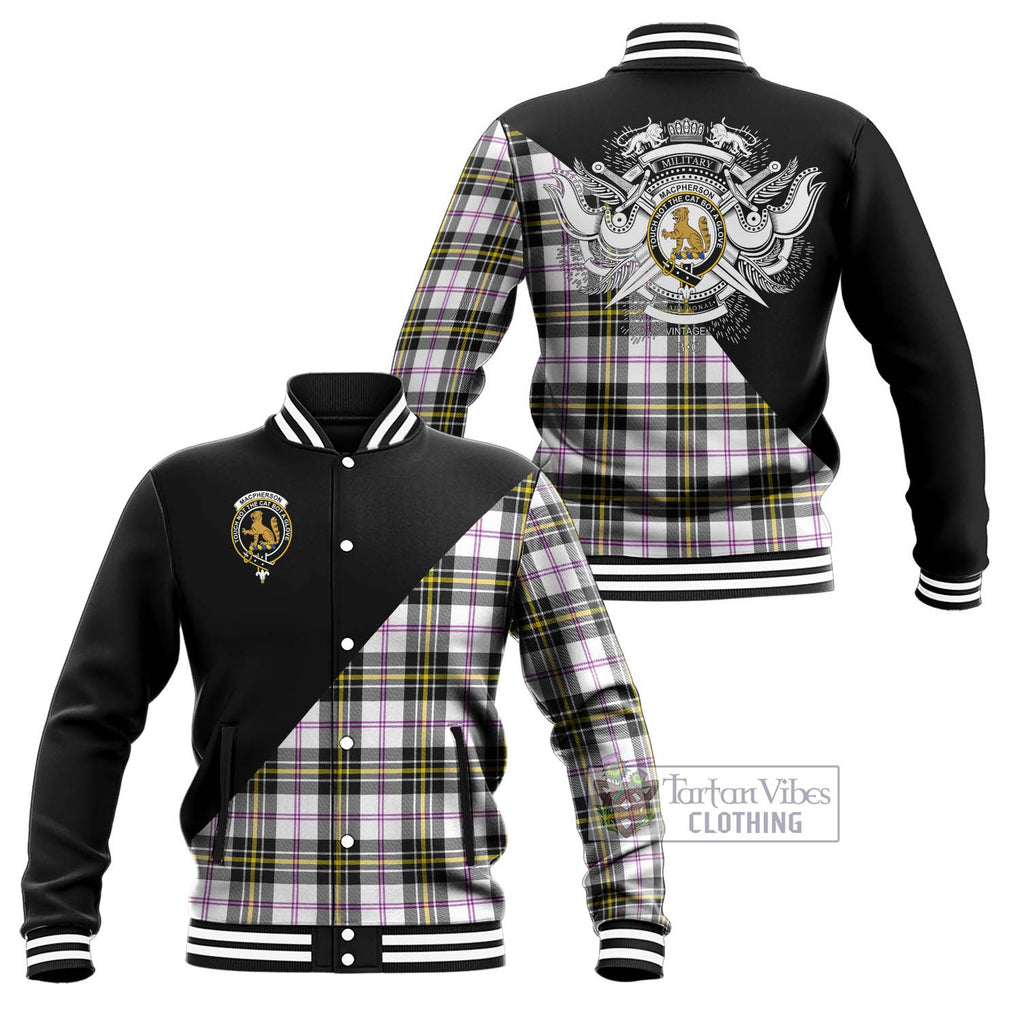 MacPherson Dress Modern Tartan Baseball Jacket with Family Crest and Military Logo Style Unisex - Tartanvibesclothing Shop