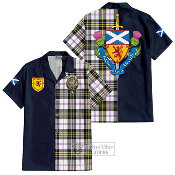 MacPherson Dress Modern Tartan Short Sleeve Button Shirt Alba with Scottish Lion Royal Arm Half Style