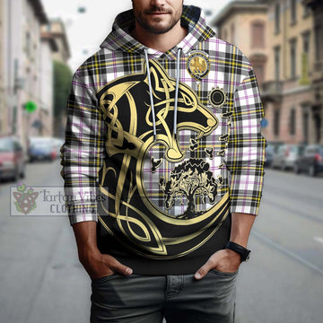 MacPherson Dress Modern Tartan Hoodie with Family Crest Celtic Wolf Style