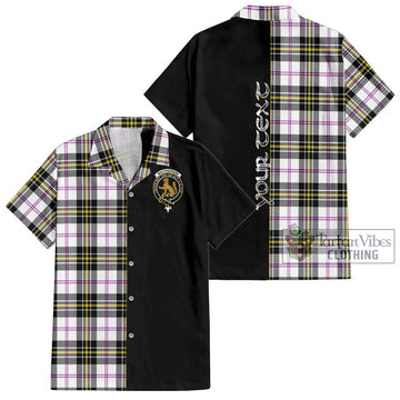 MacPherson Dress Modern Tartan Short Sleeve Button Shirt with Family Crest and Half Of Me Style