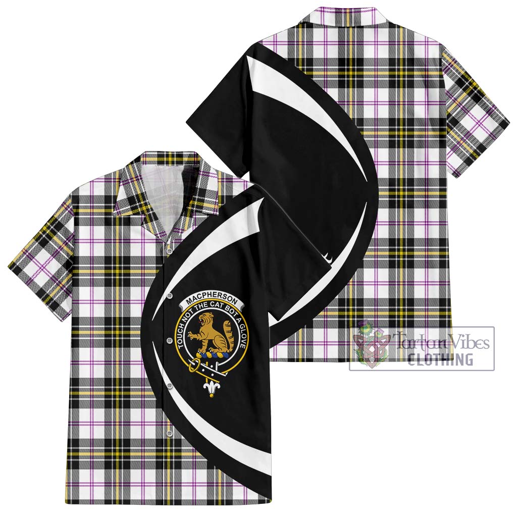 MacPherson Dress Modern Tartan Short Sleeve Button Up with Family Crest Circle Style Kid - Tartan Vibes Clothing