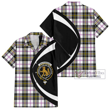 MacPherson Dress Modern Tartan Short Sleeve Button Up with Family Crest Circle Style