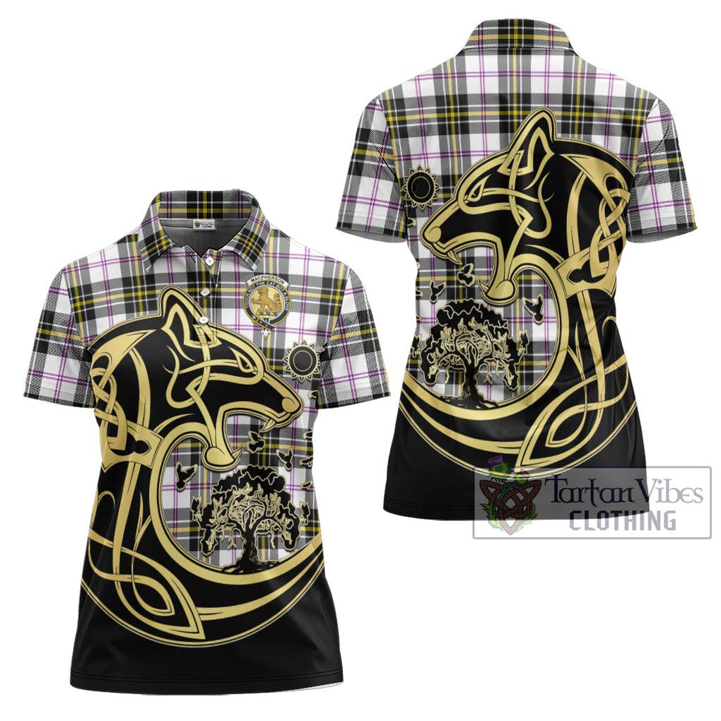 MacPherson Dress Modern Tartan Women's Polo Shirt with Family Crest Celtic Wolf Style Women - Tartanvibesclothing Shop