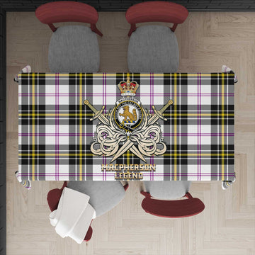 MacPherson Dress Modern Tartan Tablecloth with Clan Crest and the Golden Sword of Courageous Legacy