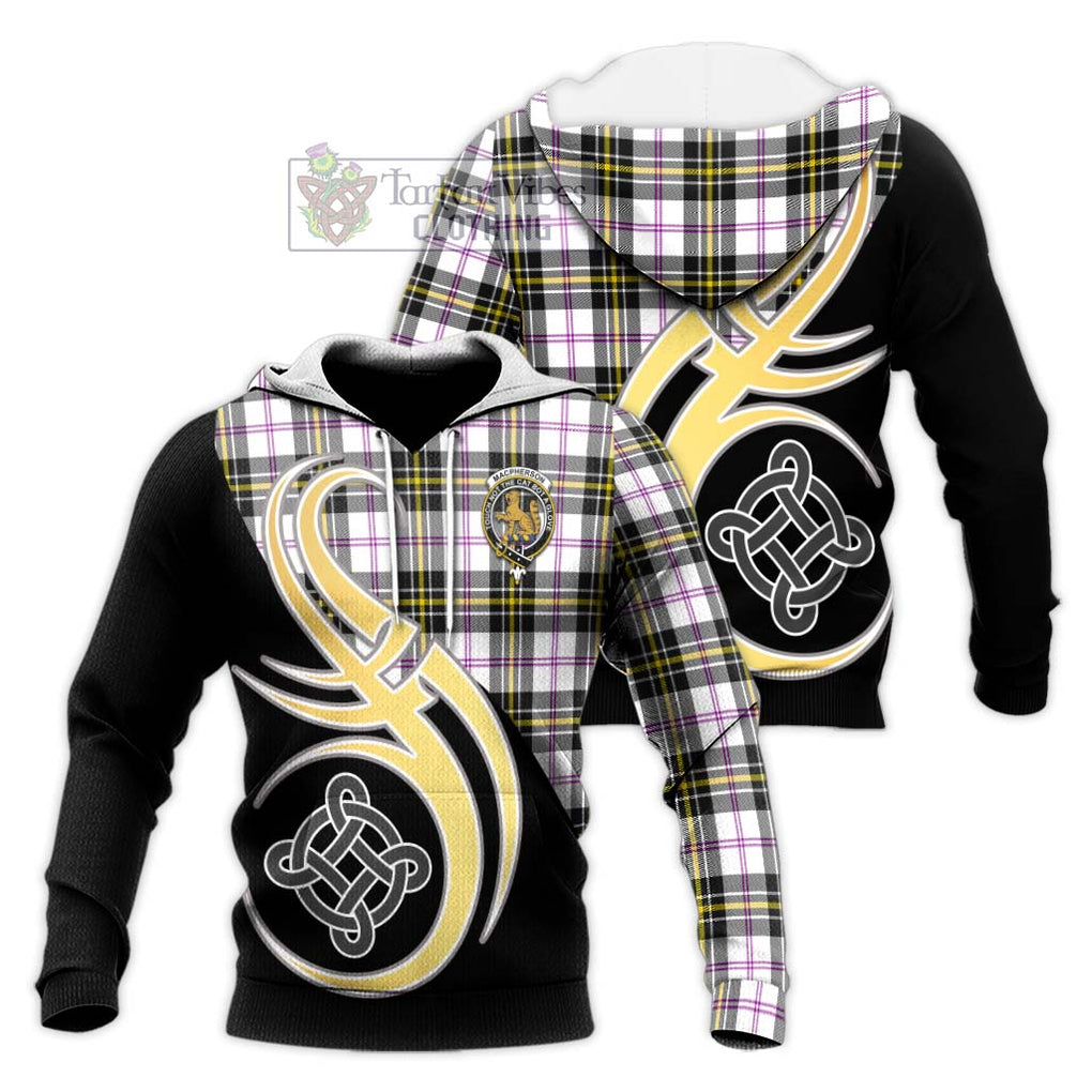 MacPherson Dress Modern Tartan Knitted Hoodie with Family Crest and Celtic Symbol Style Unisex Knitted Pullover Hoodie - Tartan Vibes Clothing