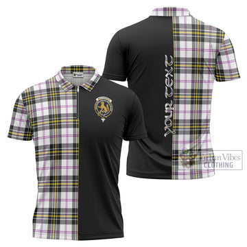 MacPherson Dress Modern Tartan Zipper Polo Shirt with Family Crest and Half Of Me Style