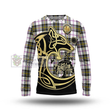 MacPherson Dress Modern Tartan Long Sleeve T-Shirt with Family Crest Celtic Wolf Style