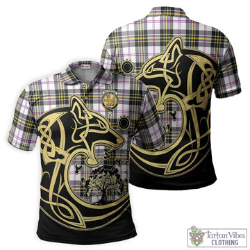 MacPherson Dress Modern Tartan Polo Shirt with Family Crest Celtic Wolf Style