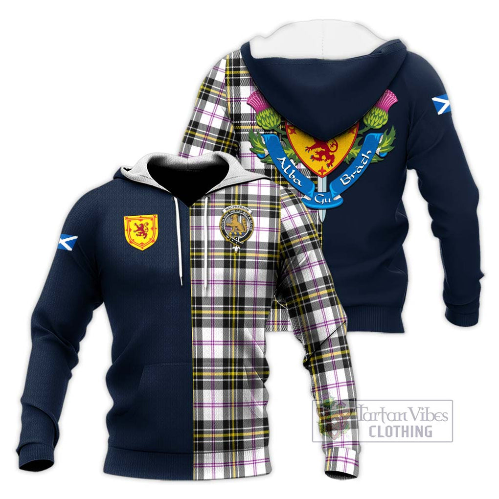 Tartan Vibes Clothing MacPherson Dress Modern Tartan Knitted Hoodie with Scottish Lion Royal Arm Half Style