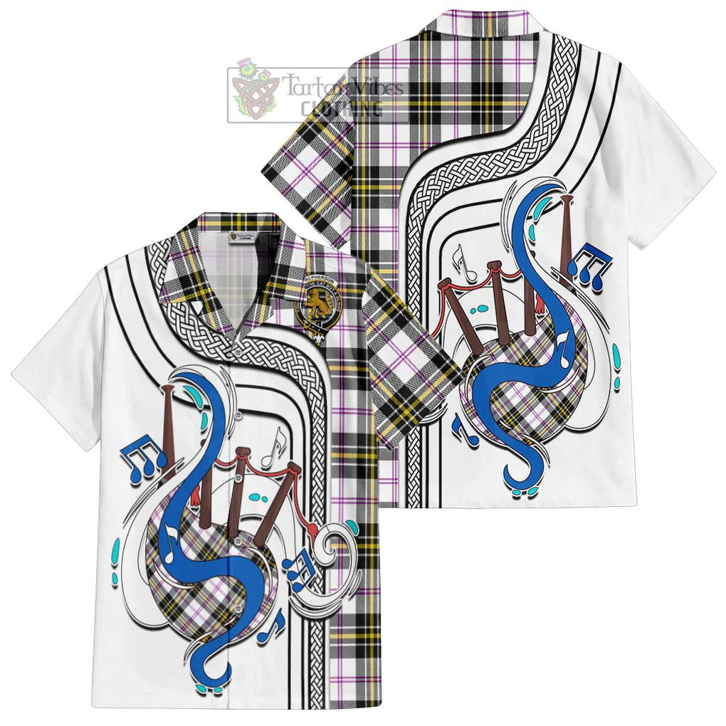 MacPherson Dress Modern Tartan Short Sleeve Button Shirt with Epic Bagpipe Style Kid - Tartanvibesclothing Shop