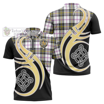 MacPherson Dress Modern Tartan Zipper Polo Shirt with Family Crest and Celtic Symbol Style