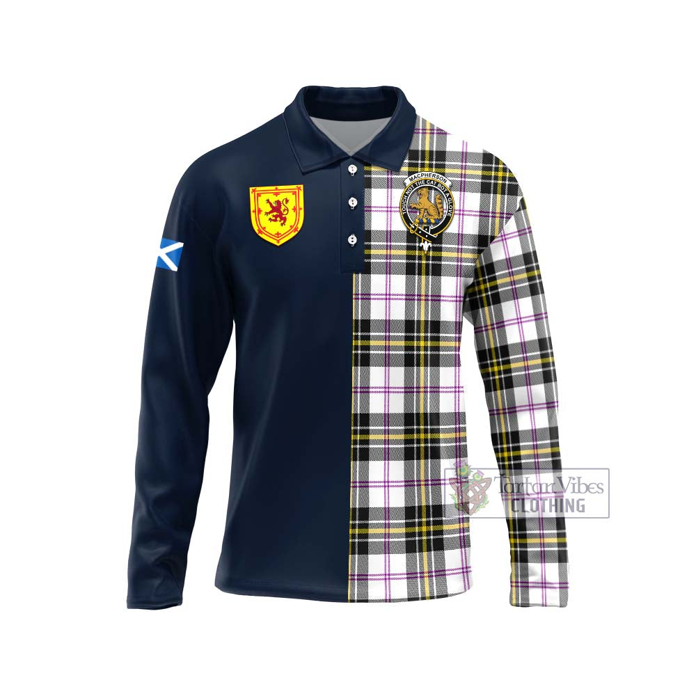 Tartan Vibes Clothing MacPherson Dress Modern Tartan Long Sleeve Polo Shirt with Scottish Lion Royal Arm Half Style