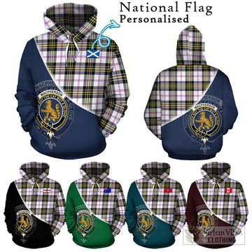 MacPherson Dress Modern Tartan Hoodie with Personalised National Flag and Family Crest Half Style