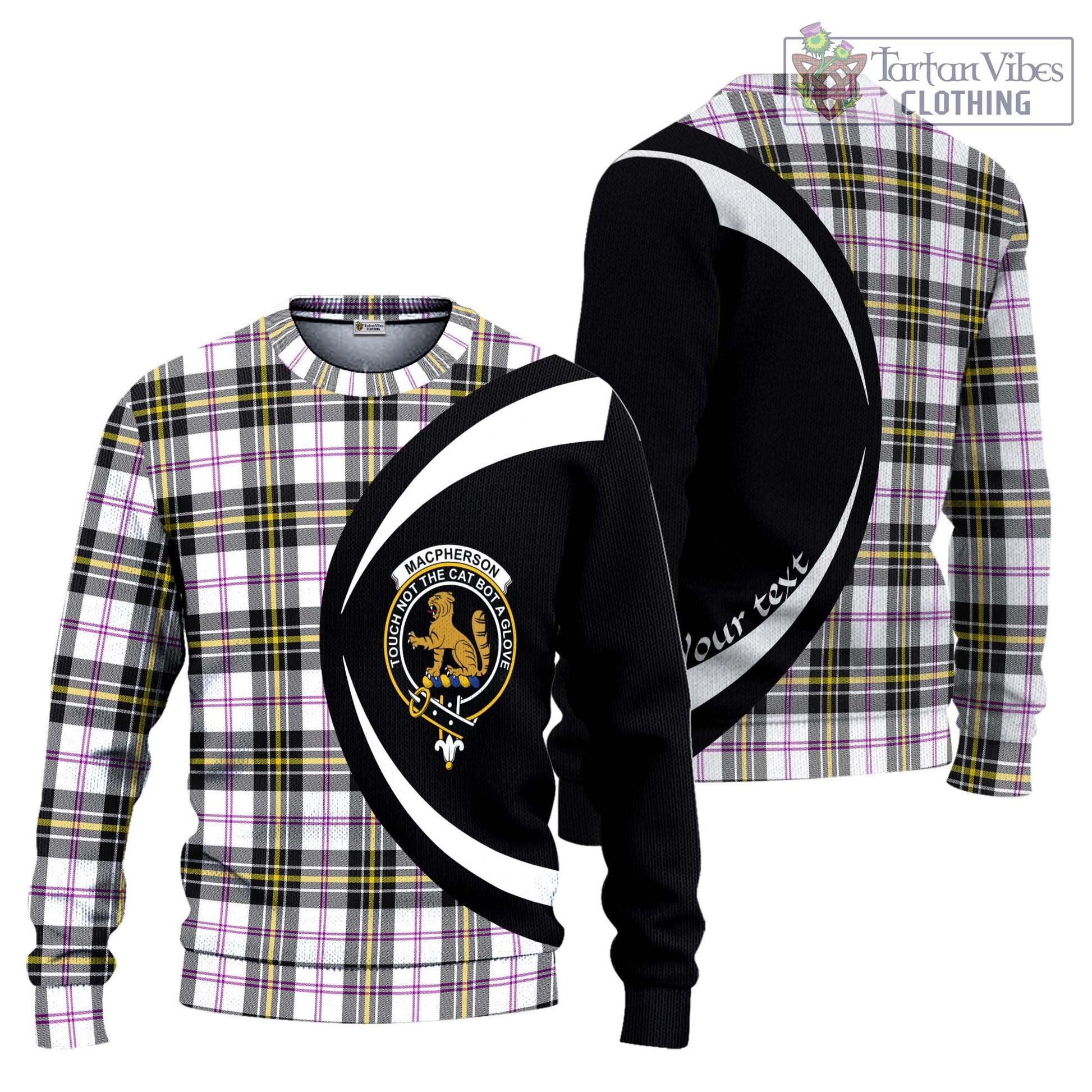 MacPherson Dress Modern Tartan Knitted Sweater with Family Crest Circle Style Unisex - Tartan Vibes Clothing