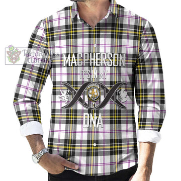 MacPherson Dress Modern Tartan Long Sleeve Button Shirt with Family Crest DNA In Me Style