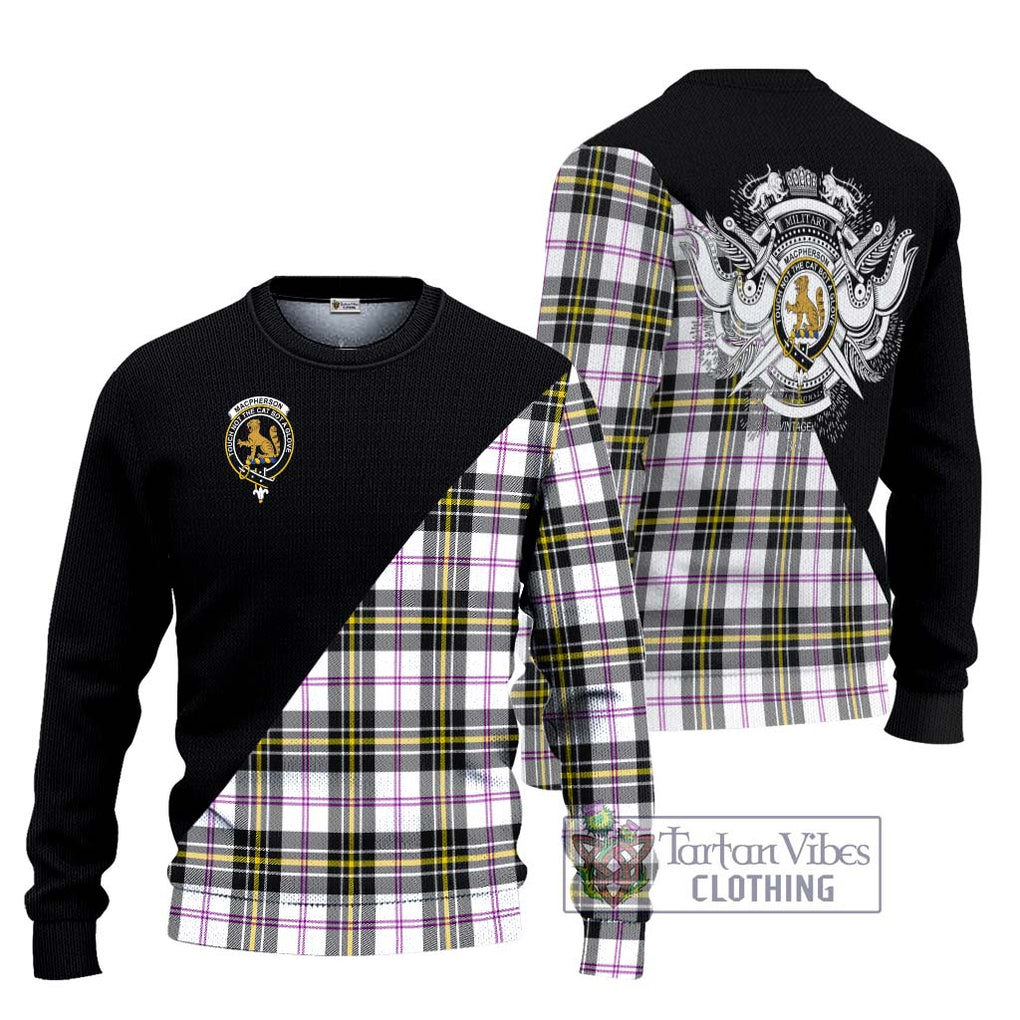 MacPherson Dress Modern Tartan Knitted Sweater with Family Crest and Military Logo Style Unisex - Tartanvibesclothing Shop