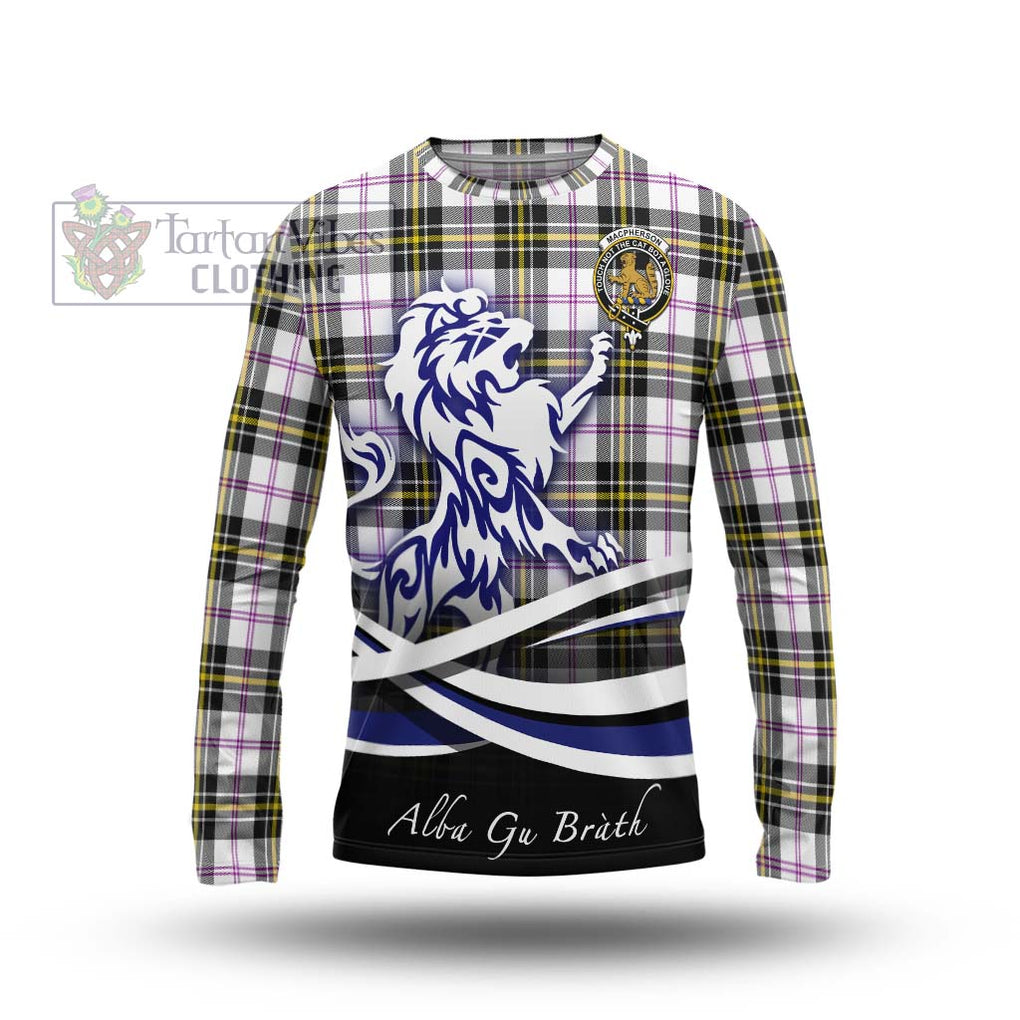 MacPherson Dress Modern Tartan Long Sleeve T-Shirt with Alba Gu Brath Regal Lion Emblem Unisex - Tartanvibesclothing Shop