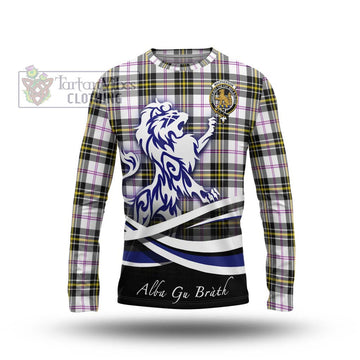 MacPherson Dress Modern Tartan Long Sleeve T-Shirt with Alba Gu Brath Regal Lion Emblem