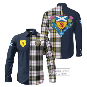 MacPherson Dress Modern Tartan Long Sleeve Button Shirt Alba with Scottish Lion Royal Arm Half Style