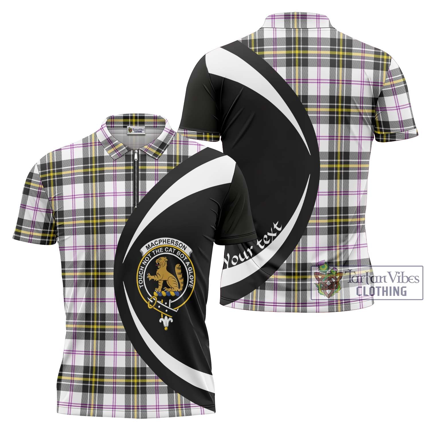 Tartan Vibes Clothing MacPherson Dress Modern Tartan Zipper Polo Shirt with Family Crest Circle Style