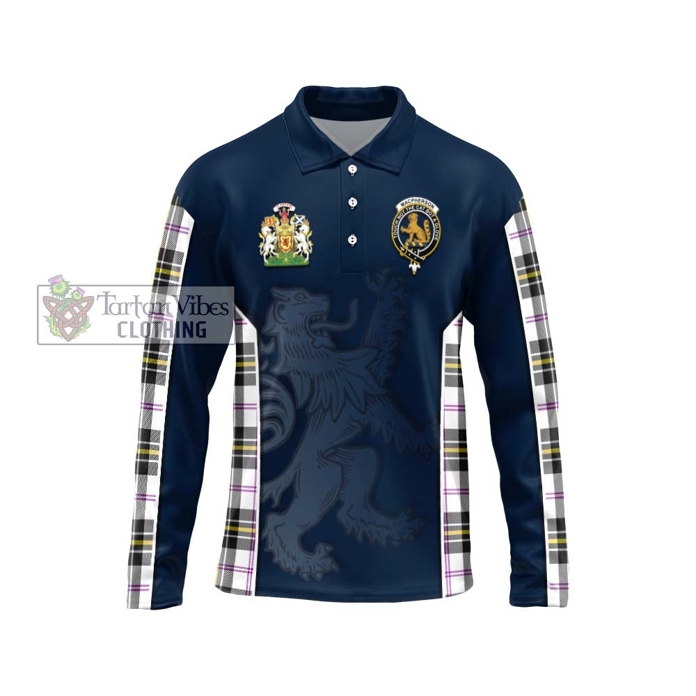 MacPherson Dress Modern Tartan Long Sleeve Polo Shirt with Family Crest and Lion Rampant Vibes Sport Style Unisex - Tartan Vibes Clothing