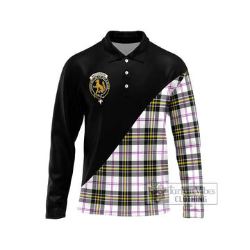 MacPherson Dress Modern Tartan Long Sleeve Polo Shirt with Family Crest and Military Logo Style