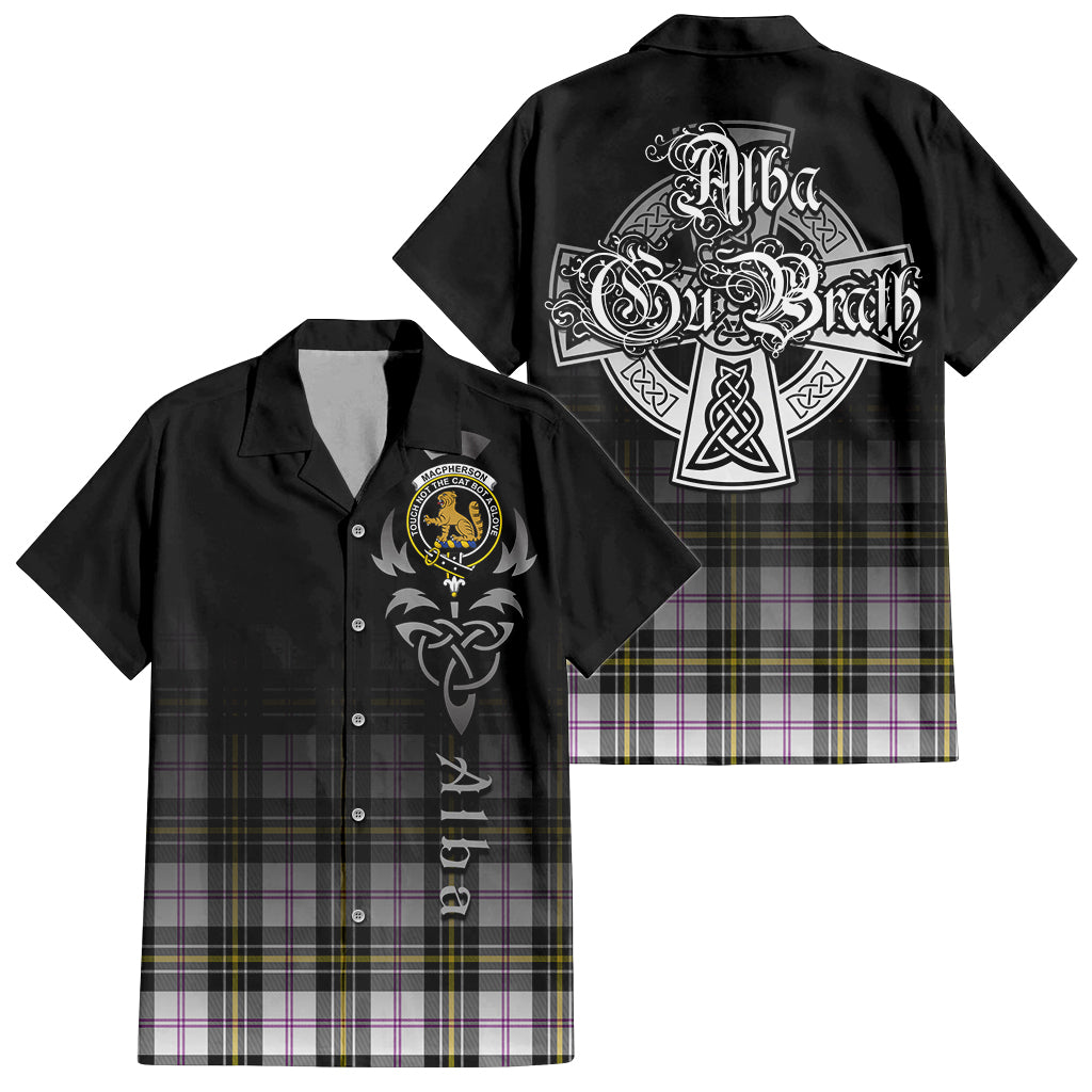 Tartan Vibes Clothing MacPherson Dress Modern Tartan Short Sleeve Button Up Featuring Alba Gu Brath Family Crest Celtic Inspired