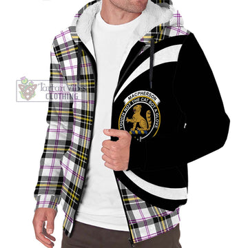 MacPherson Dress Modern Tartan Sherpa Hoodie with Family Crest Circle Style