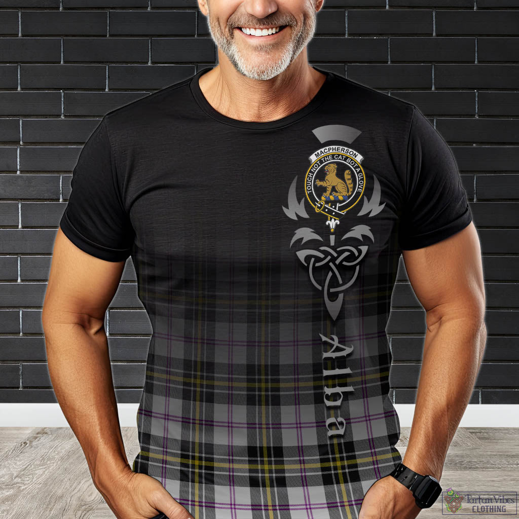 Tartan Vibes Clothing MacPherson Dress Modern Tartan T-Shirt Featuring Alba Gu Brath Family Crest Celtic Inspired